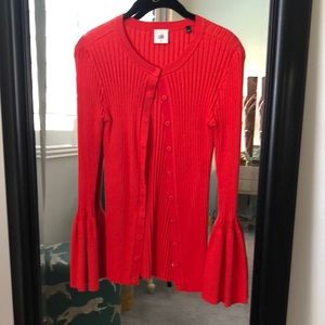 Coral orange Cabi sweater with sleeve details S